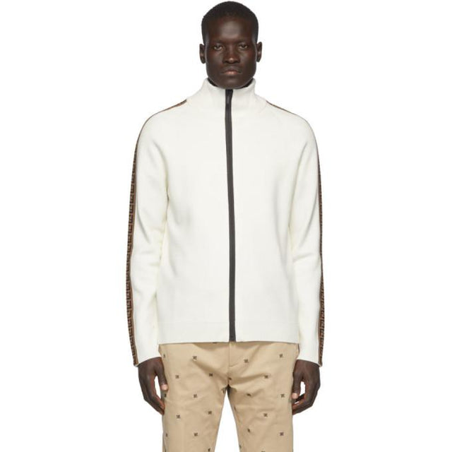 Fendi White Forever Fendi Tape Zip-Up Sweater