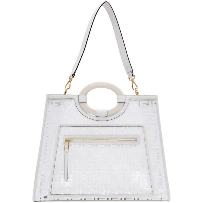 Fendi White Medium Forever Fendi Runaway Shopper Tote