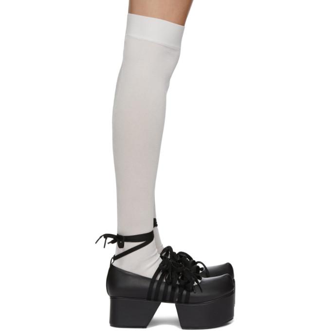 Flat Apartment Black Lace-Up Platform Ballerina Flats