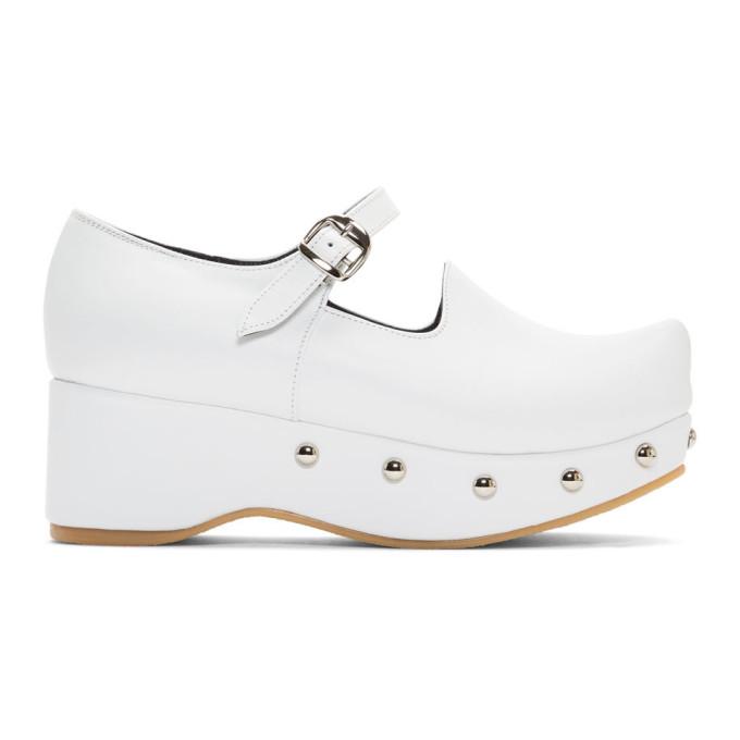 Flat Apartment White Pointed Toe Mary Jane Ballerina Flats