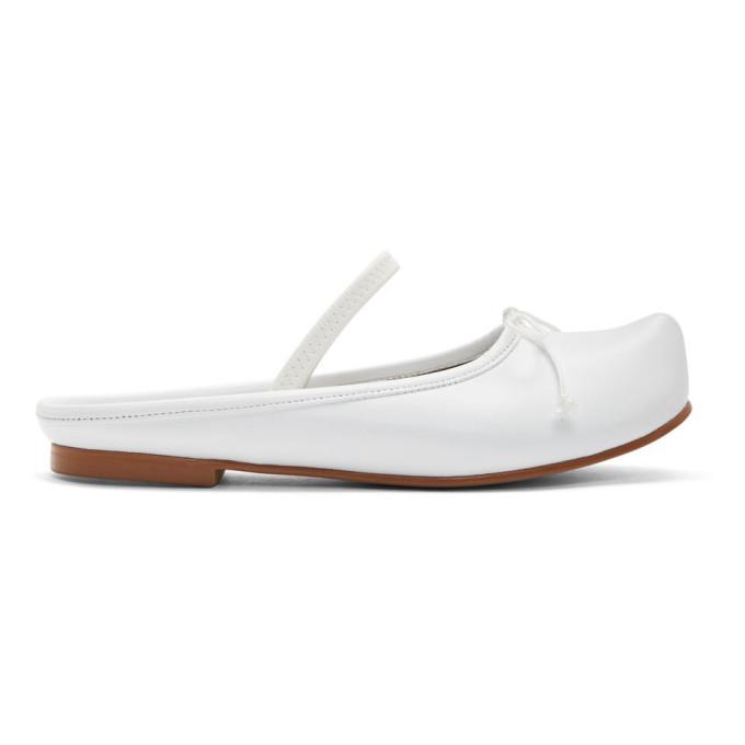 Flat Apartment White Pointed Toe Sabot Ballerina Flats