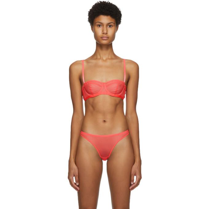 Fleur du Mal Pink Sheer Tulle Underwire Logo Bra