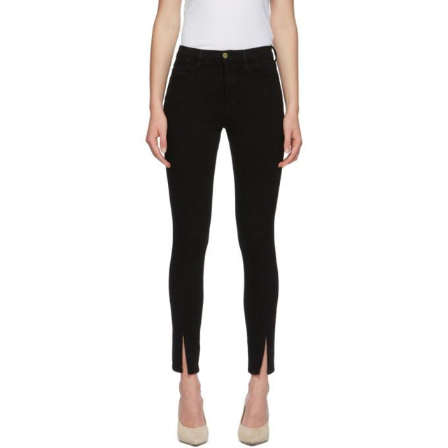 Frame Black Le High Skinny Slit Jeans