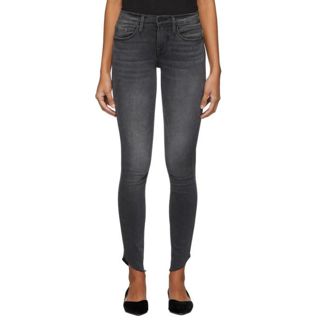 Frame Black Le Skinny De Jeanne Raw Edge Scoop Jeans