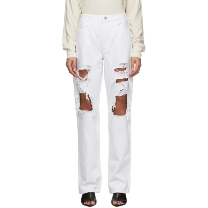 Frame White Rumpled Le Hollywood Jeans