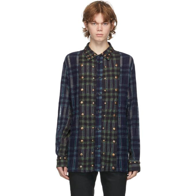 FREI-MUT Blue and Green Wool Nagy Shirt