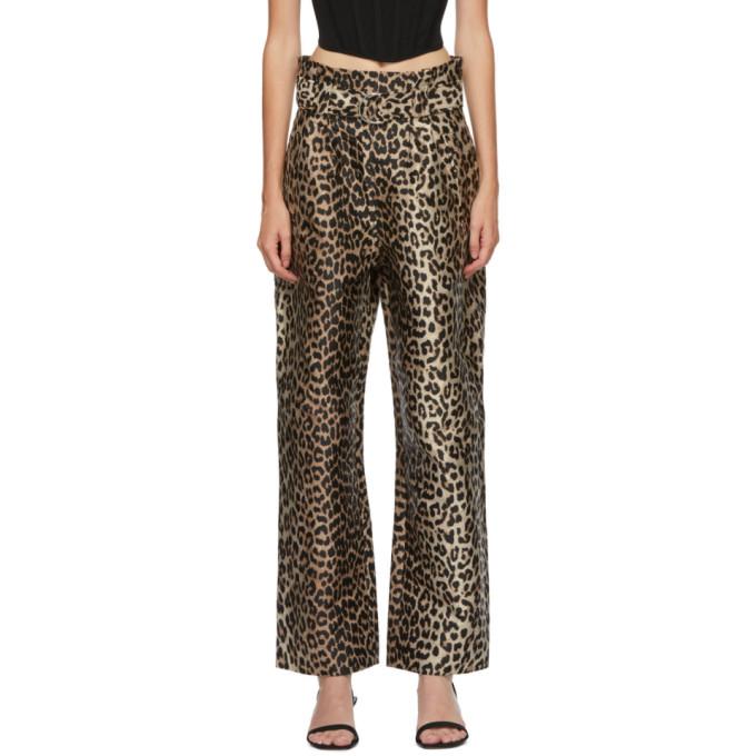 GANNI Black and Brown Crispy Jacquard Trousers