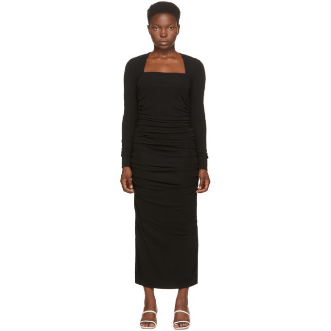 GANNI Black Draped Mid Length Dress