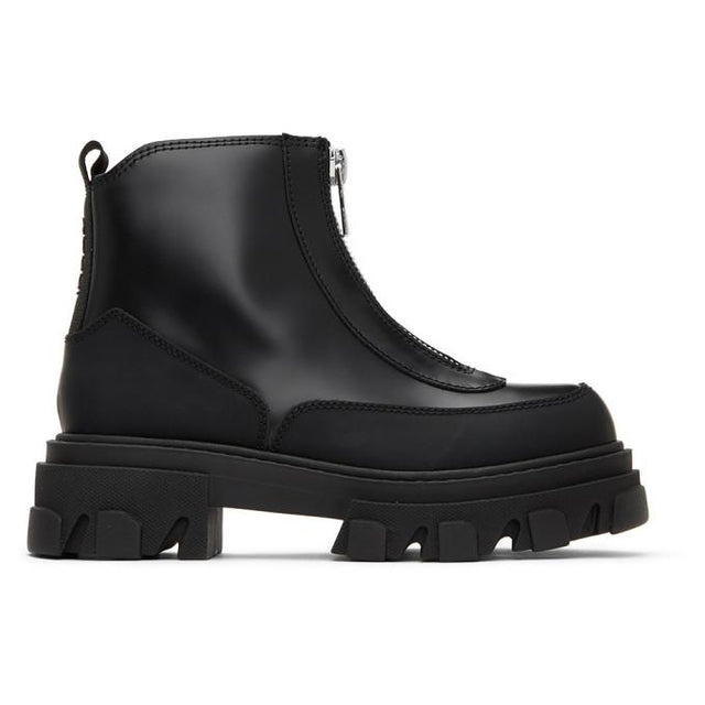 GANNI Black Polido Zip Boots