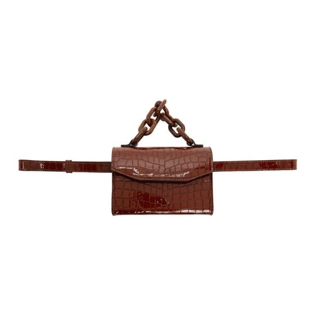 GANNI Brown Croc Belly Belt Bag