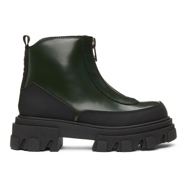 GANNI Green Brush Off Zipper Boots