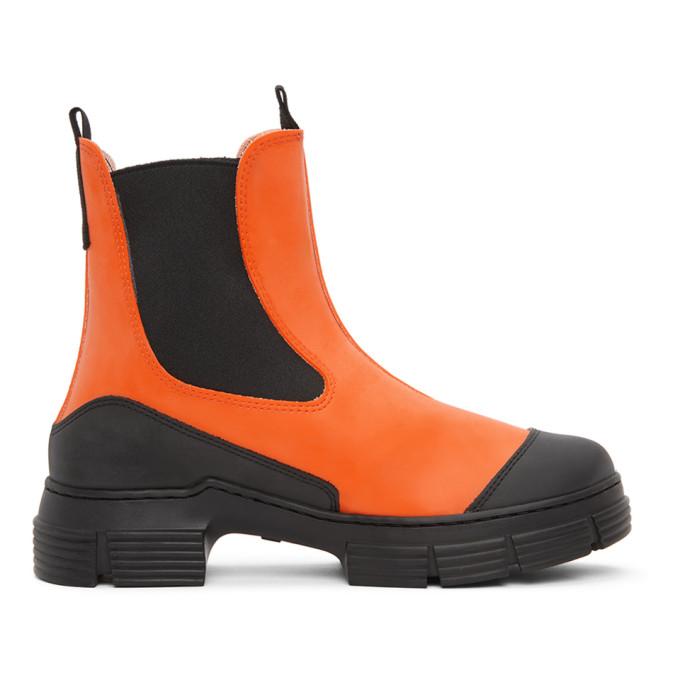 GANNI Orange Recycled Rubber City Boots – BlackSkinny