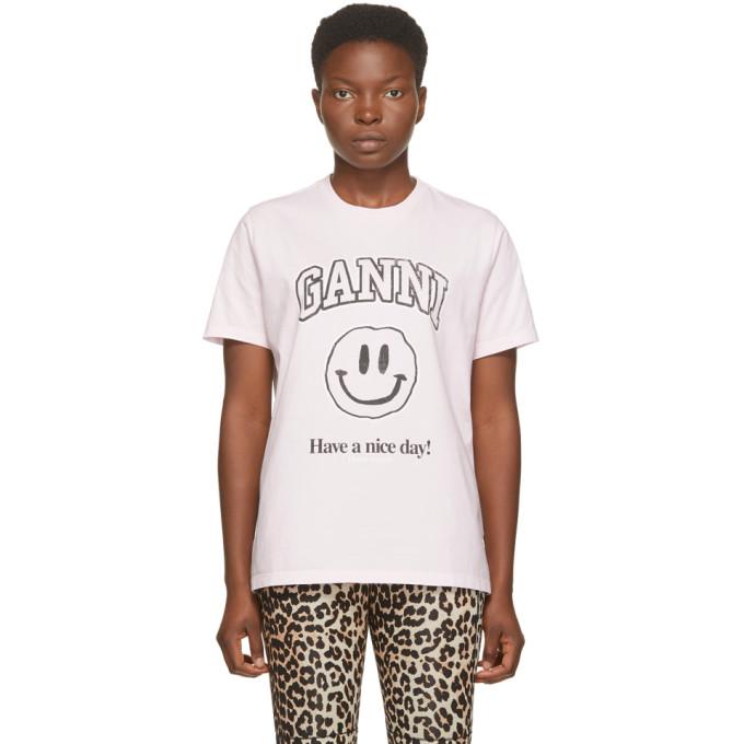 GANNI Pink Smiley T-Shirt – BlackSkinny