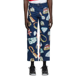 GCDS Blue Denim Jewel Jeans