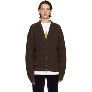 GCDS Brown Wool Maxi Cardigan
