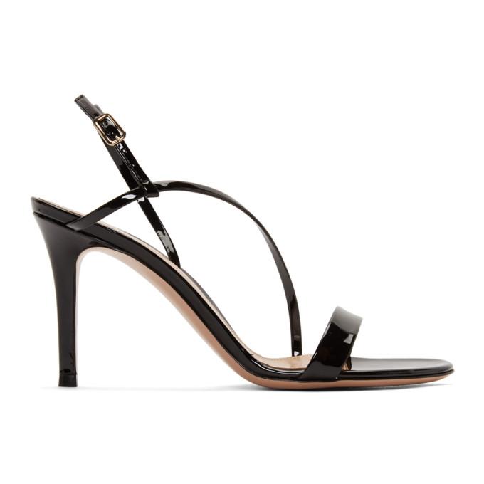 Gianvito Rossi Black Patent Manhattan Strappy 85 Sandals