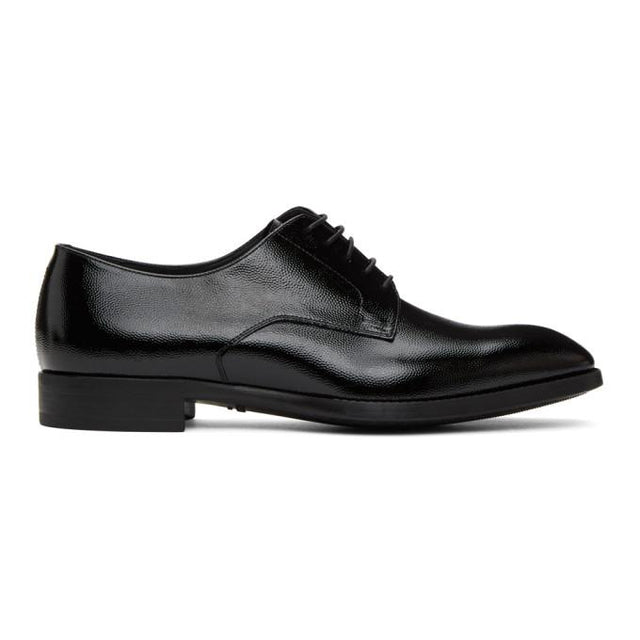 Giorgio Armani Black Pebble Grained Lace-Up Derbys