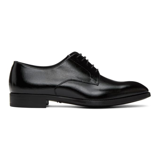 Giorgio Armani Black Pebble Grained Lace-Up Derbys