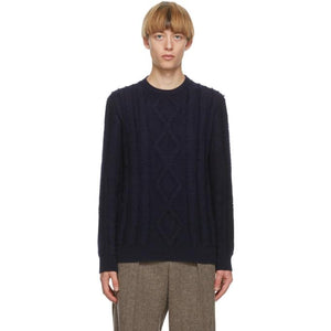 Giorgio Armani Navy Cashmere Jacquard Sweater