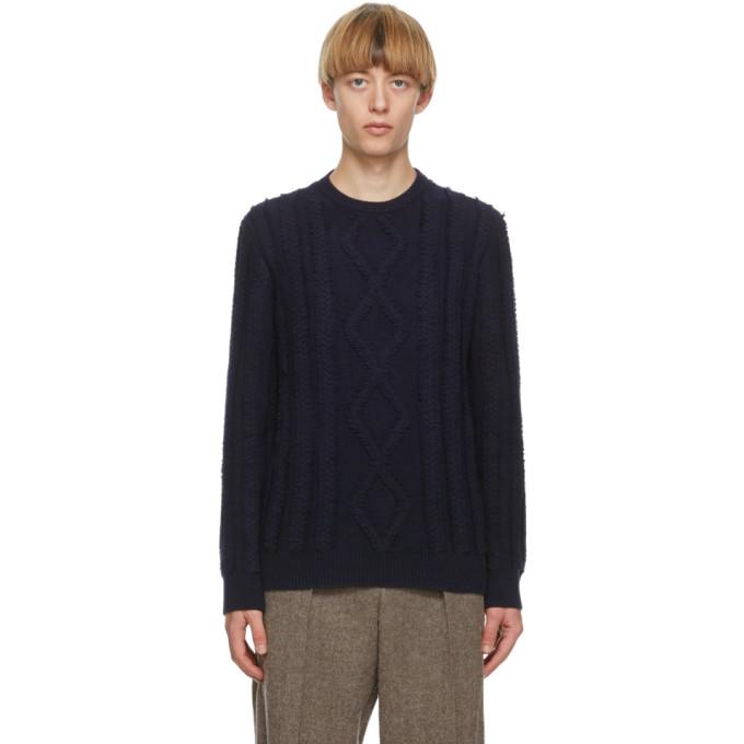 Giorgio Armani Navy Cashmere Jacquard Sweater