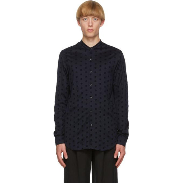Giorgio Armani Navy Flocked Logo Shirt