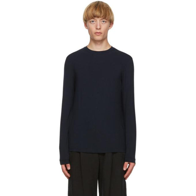 Giorgio Armani Navy Jersey Long Sleeve T-Shirt