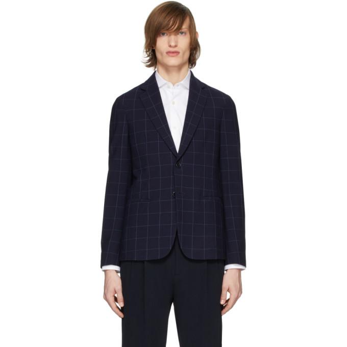 Giorgio Armani Navy Wool Seersucker Blazer