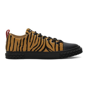 Giuseppe Zanotti Black and Beige Zebra Blabber Sneakers