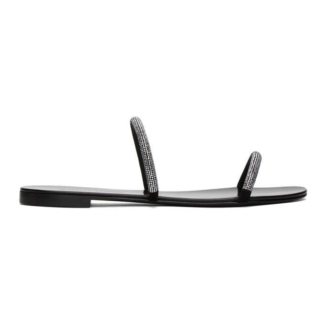 Giuseppe Zanotti Black Crystal Croisette Sandals
