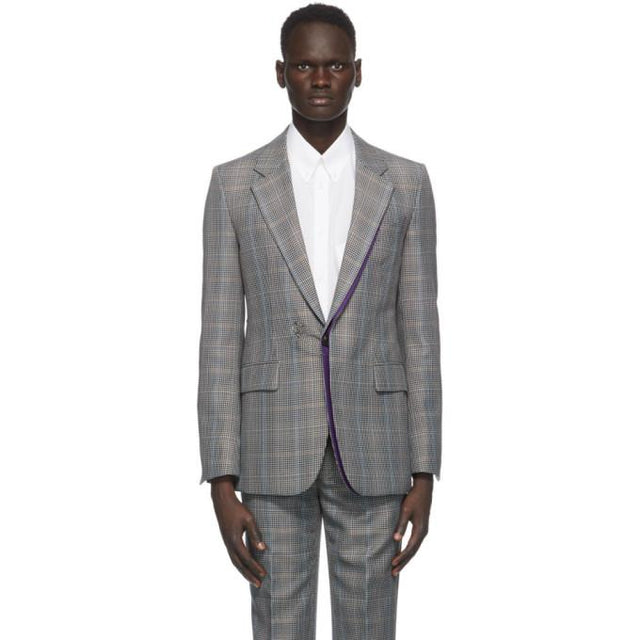 Givenchy Black and Beige Wool Prince of Wales Blazer