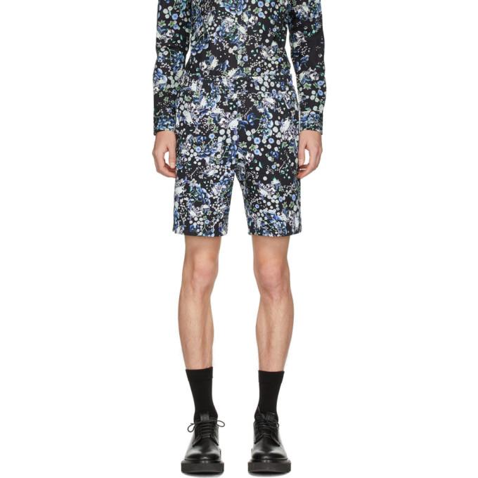 Givenchy Black and Blue Flowers Shorts