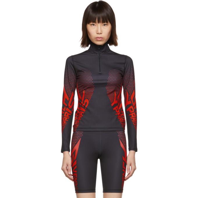 Givenchy Black and Red Neoprene Zip-Up Sweater