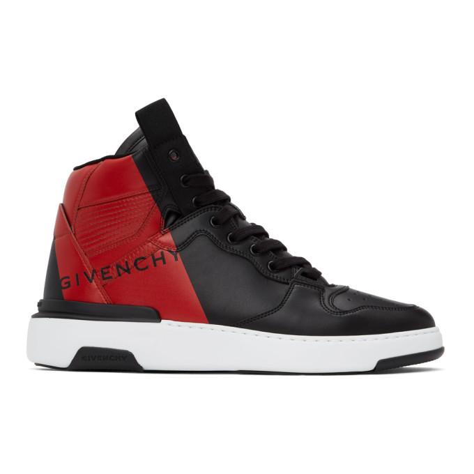 Givenchy Black and Red Wing High Top Sneakers