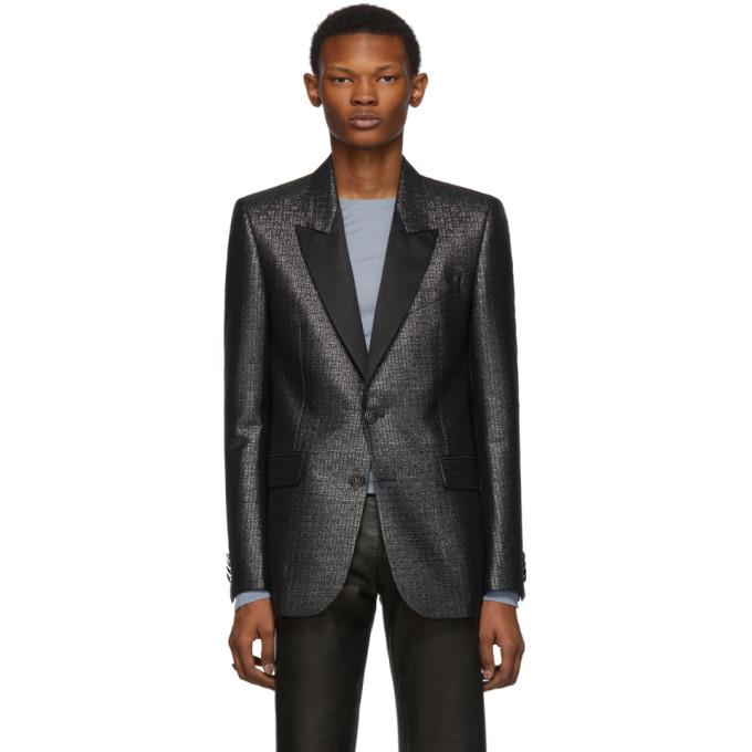 Givenchy Black and Silver Logo Pattern Evening Jacket