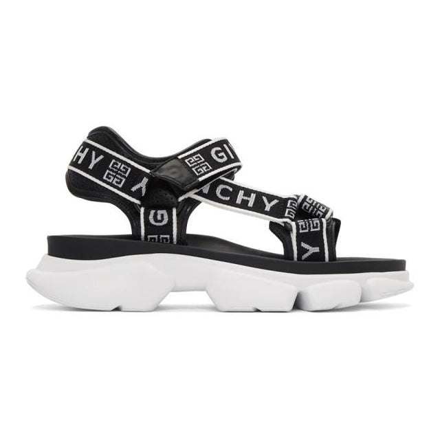 Givenchy Black and White 4G Jaw Sandals