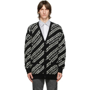 Givenchy Black and White Oversized Chain Cardigan