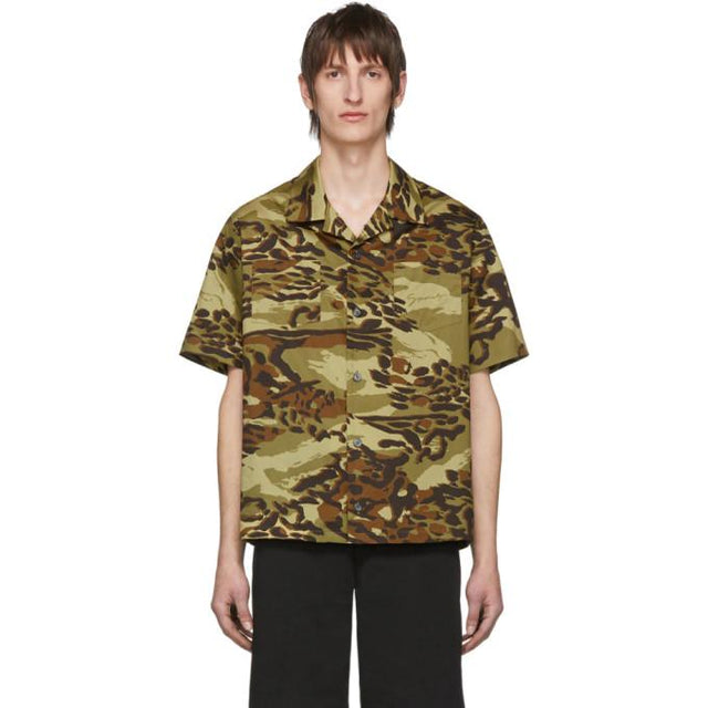 Givenchy Khaki Camo Short Sleeve Shirt