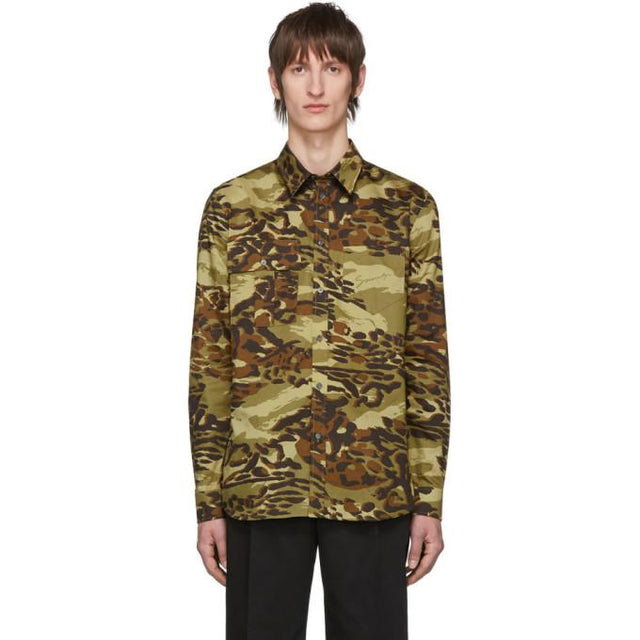 Givenchy Khaki Camouflage Print Shirt