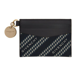 Givenchy Navy and Grey Chain Logo Card Holder