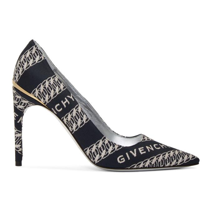 Givenchy Navy and White Chain M Heels