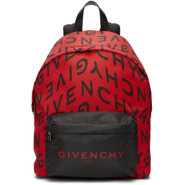 Givenchy Red and Black Refracted Logo Backpack