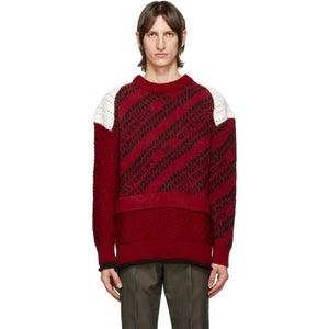 Givenchy Red and White Chain Patchwork Sweater
