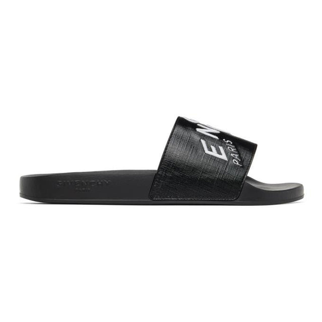 Givenchy White Embroidered Logo Slides