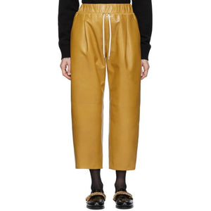 Givenchy Yellow Leather Drawstring Trousers