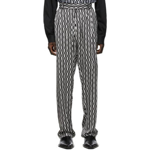 GmbH Black and White Pleated Chains Trousers
