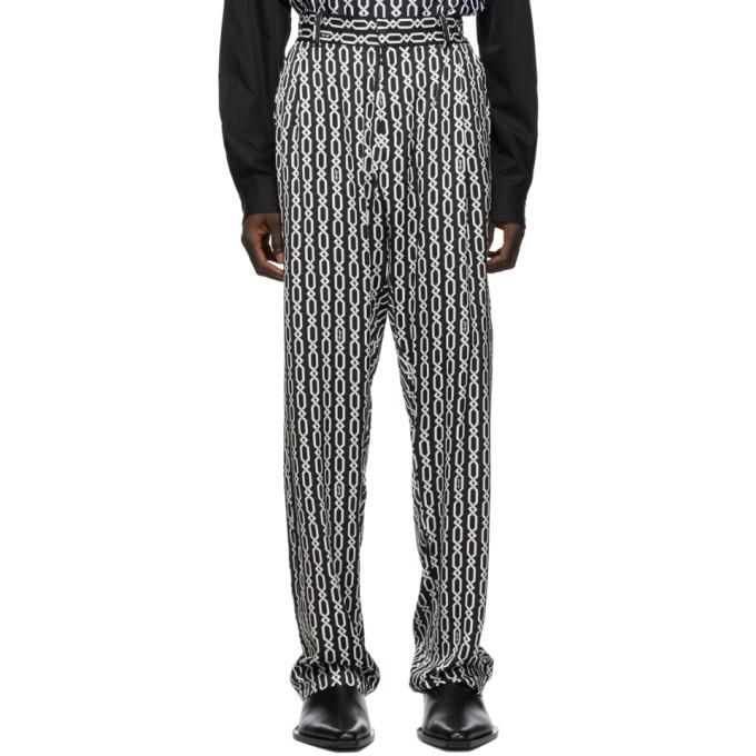 GmbH Black and White Pleated Chains Trousers