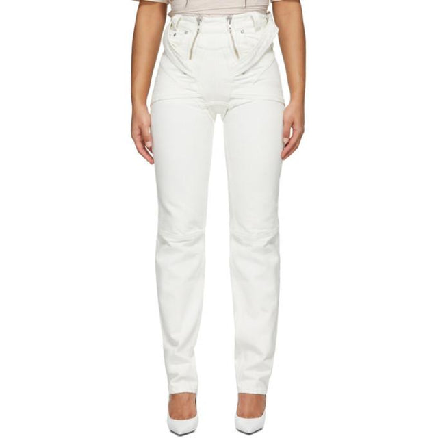 GmbH White Harness Straight-Leg Jeans