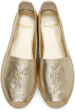 Saint Laurent Gold Monogramme Espadrilles - Monogramme d'or Saint Laurent Espadrilles - 세인트 로렌트 골드 모노그램 Espadrilles.