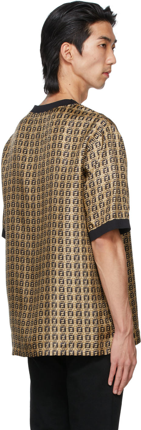 Fendi Gold Silk 'Forever Fendi' Print T-Shirt – BlackSkinny