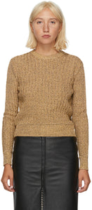 Saint Laurent Gold Tweed Crewneck Sweater